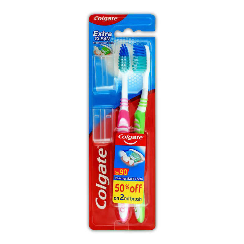 Colgate Extra Clean Medium Tooth Brush 2pcs