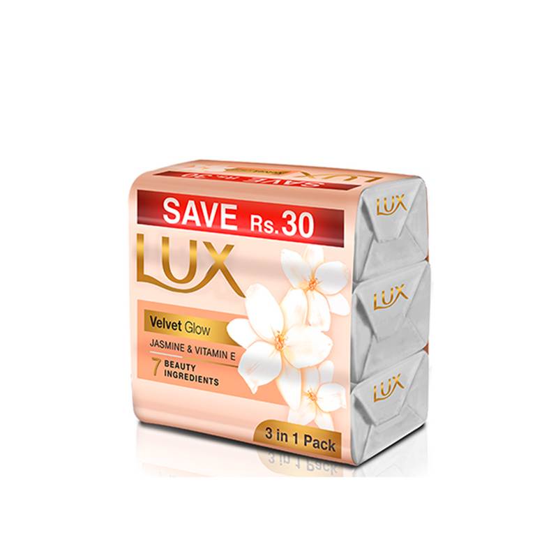 Lux Velvet Glow Jasmine & Vitamin-E Soap 100G Pack of 3