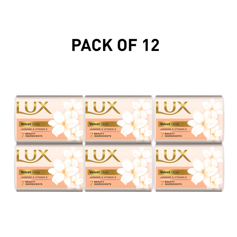 Lux Velvet Glow Jasmine Vitamin-E 100Gm Pack of 12 & Save Rs. 160