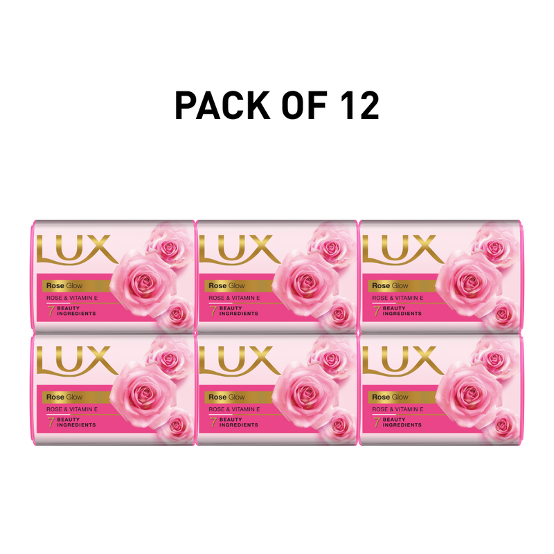 Lux Rose & Vitamin-E 100GM Pack of 12 & Save Rs. 160