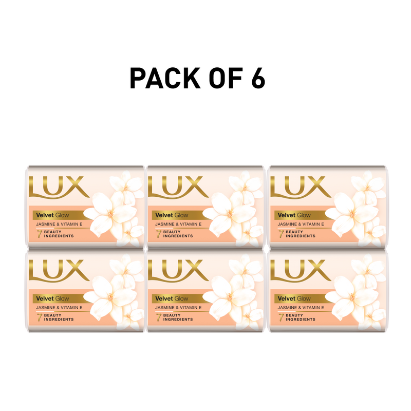Lux Velvet Glow Jasmine Vitamin-E 100Gm Pack of 6 & Save Rs. 60