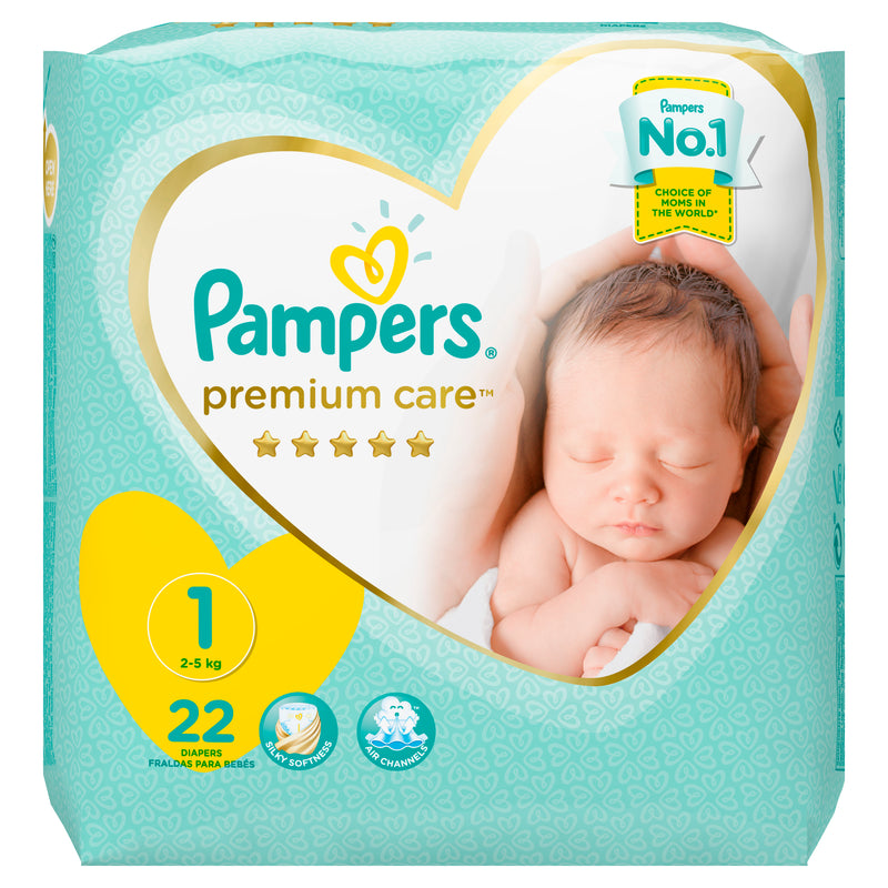 Pampers Premium Care Diaper x. Small New Born Size 1, 22 Counts
