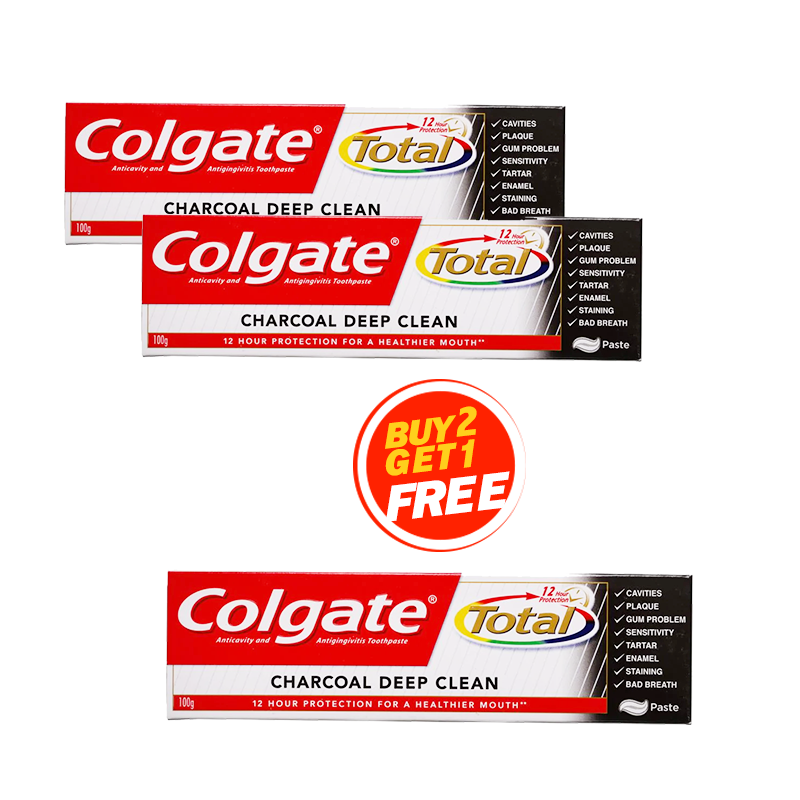Buy 2 Colgate Total Charcoal Deep Clean Tooth Paste 100G Get 1 Free