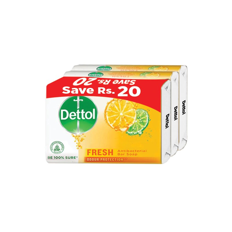 Dettol Fresh Antibacterial Soap 85gm (Pack of 3)