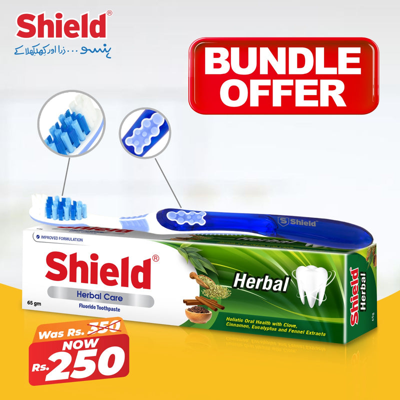 Shield Dual Pro Toothbrush with Herbal Toothpaste 65gm