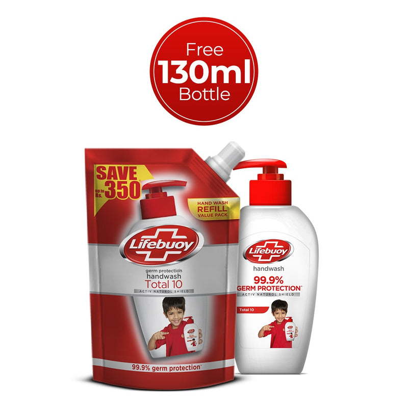 Buy 1 Lifebuoy Total Handwash 450ml, get 1 Lifebuoy Total Handwash 130ml free