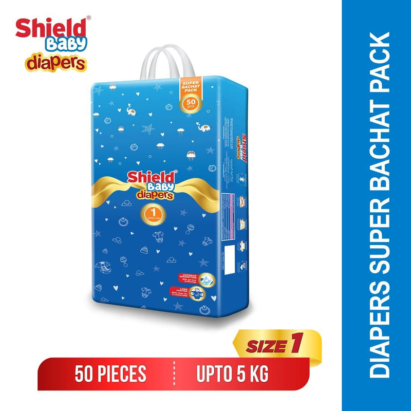 Shield Baby Diaper Super Bachat Pack Size New Born (Upto 5 KG) 50 Count