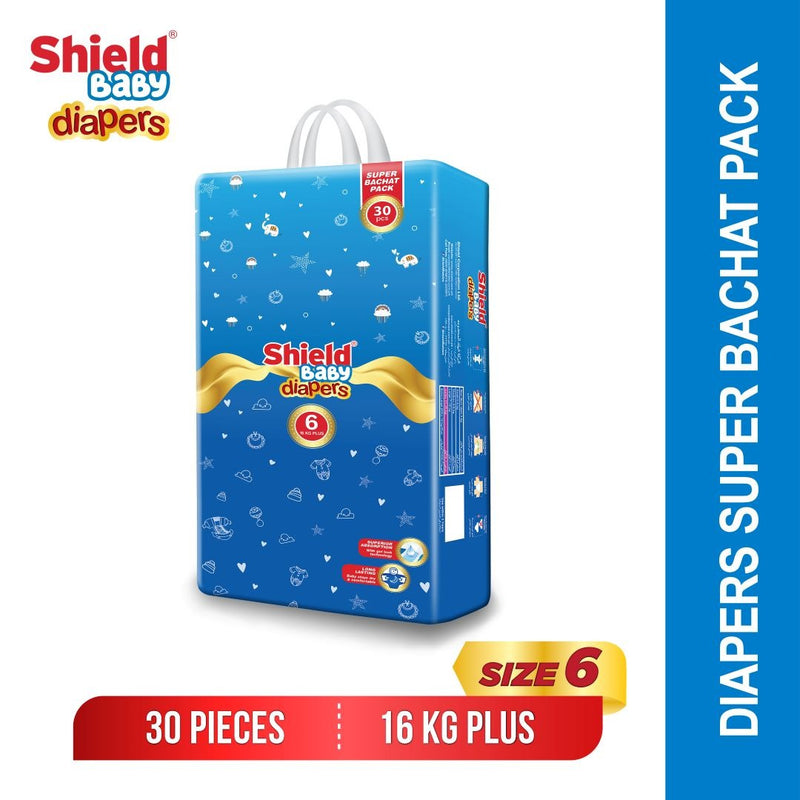 Shield Baby Diaper Super Bachat Pack Size 6 XXL (16 KG Plus) 30 Count