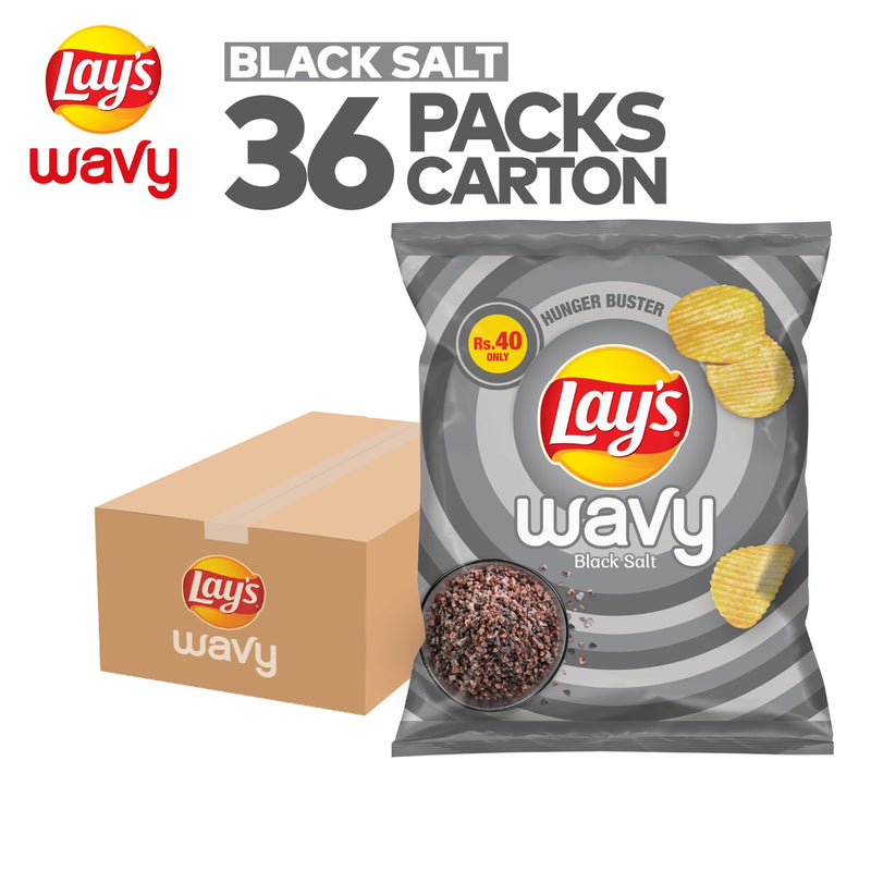 Lays Wavy Black Salt Rs 40 Carton Pack